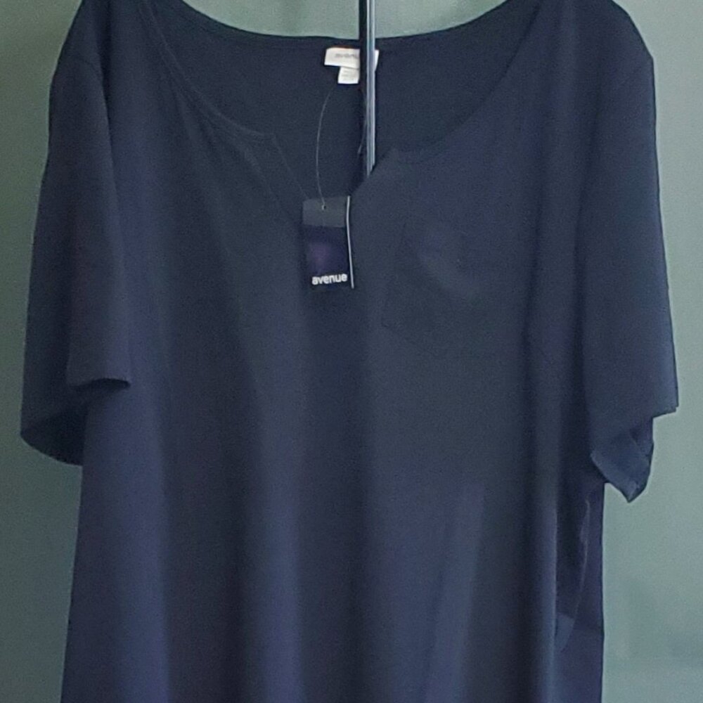The Avenue Split Neck Top For Plus Size Women NWT  Black Size 22/24